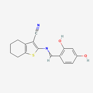 2-[(Z)-[(2,4-Dihydroxyphenyl)methylidene]amino]-4,5,6,7-tetrahydro-1-benzothiophene-3-carbonitrile