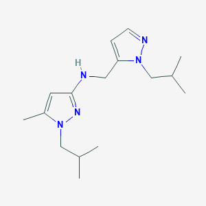 molecular formula C16H27N5 B11729131 5-methyl-1-(2-methylpropyl)-N-{[1-(2-methylpropyl)-1H-pyrazol-5-yl]methyl}-1H-pyrazol-3-amine 