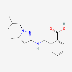 molecular formula C16H21N3O2 B11729168 2-({[5-methyl-1-(2-methylpropyl)-1H-pyrazol-3-yl]amino}methyl)benzoic acid 