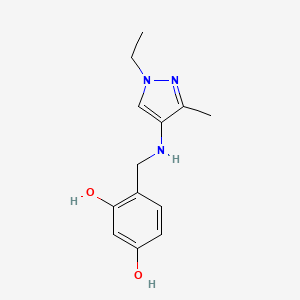 molecular formula C13H17N3O2 B11729169 4-{[(1-Ethyl-3-methyl-1H-pyrazol-4-YL)amino]methyl}benzene-1,3-diol 