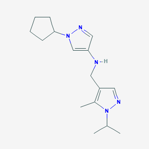 molecular formula C16H25N5 B11729173 1-cyclopentyl-N-{[5-methyl-1-(propan-2-yl)-1H-pyrazol-4-yl]methyl}-1H-pyrazol-4-amine 