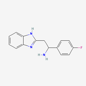 molecular formula C15H14FN3 B11729191 2-(1H-benzimidazol-2-yl)-1-(4-fluorophenyl)ethanamine 