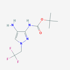 molecular formula C10H15F3N4O2 B11729215 tert-butyl N-[4-amino-1-(2,2,2-trifluoroethyl)-1H-pyrazol-3-yl]carbamate 