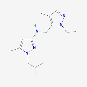 molecular formula C15H25N5 B11729256 N-[(1-ethyl-4-methyl-1H-pyrazol-5-yl)methyl]-5-methyl-1-(2-methylpropyl)-1H-pyrazol-3-amine 