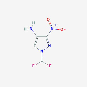 molecular formula C4H4F2N4O2 B11729260 1-(Difluoromethyl)-3-nitro-1H-pyrazol-4-amine 