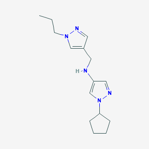 molecular formula C15H23N5 B11729298 1-cyclopentyl-N-[(1-propyl-1H-pyrazol-4-yl)methyl]-1H-pyrazol-4-amine 