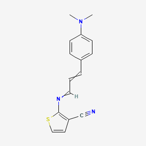 molecular formula C16H15N3S B11729338 2-({3-[4-(Dimethylamino)phenyl]prop-2-en-1-ylidene}amino)thiophene-3-carbonitrile 