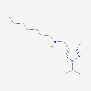 molecular formula C15H29N3 B11729354 heptyl({[3-methyl-1-(propan-2-yl)-1H-pyrazol-4-yl]methyl})amine 