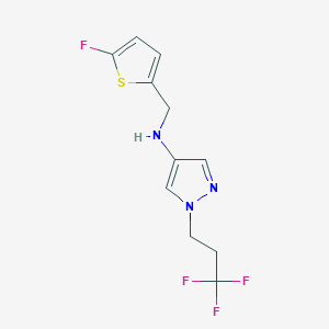 molecular formula C11H11F4N3S B11729368 N-[(5-fluorothiophen-2-yl)methyl]-1-(3,3,3-trifluoropropyl)-1H-pyrazol-4-amine 