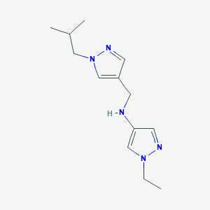 molecular formula C13H21N5 B11729384 1-ethyl-N-{[1-(2-methylpropyl)-1H-pyrazol-4-yl]methyl}-1H-pyrazol-4-amine 