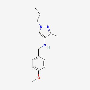 molecular formula C15H21N3O B11729426 N-[(4-methoxyphenyl)methyl]-3-methyl-1-propyl-1H-pyrazol-4-amine 