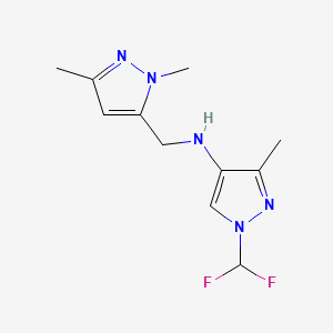 molecular formula C11H15F2N5 B11729480 1-(difluoromethyl)-N-[(1,3-dimethyl-1H-pyrazol-5-yl)methyl]-3-methyl-1H-pyrazol-4-amine 