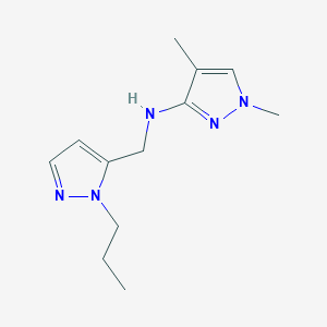 molecular formula C12H19N5 B11729525 1,4-dimethyl-N-[(1-propyl-1H-pyrazol-5-yl)methyl]-1H-pyrazol-3-amine 