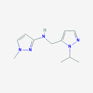 molecular formula C11H17N5 B11729527 1-methyl-N-{[1-(propan-2-yl)-1H-pyrazol-5-yl]methyl}-1H-pyrazol-3-amine 