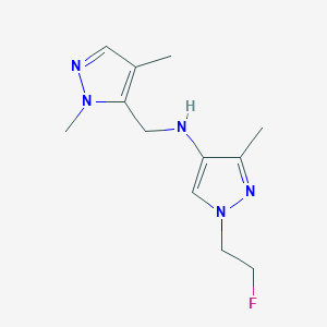 molecular formula C12H18FN5 B11729647 N-[(1,4-dimethyl-1H-pyrazol-5-yl)methyl]-1-(2-fluoroethyl)-3-methyl-1H-pyrazol-4-amine 