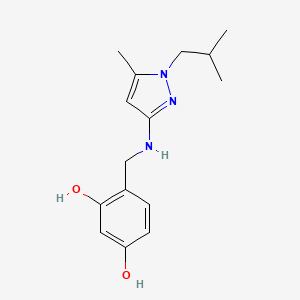 molecular formula C15H21N3O2 B11729650 4-({[5-methyl-1-(2-methylpropyl)-1H-pyrazol-3-yl]amino}methyl)benzene-1,3-diol 