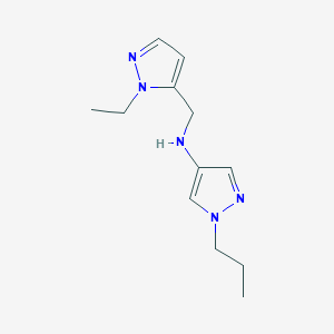 molecular formula C12H19N5 B11729653 N-[(1-ethyl-1H-pyrazol-5-yl)methyl]-1-propyl-1H-pyrazol-4-amine 