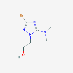 molecular formula C6H11BrN4O B11729698 2-[3-bromo-5-(dimethylamino)-1H-1,2,4-triazol-1-yl]ethanol 