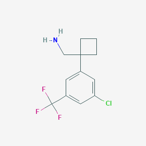 molecular formula C12H13ClF3N B11729766 1-[3-Chloro-5-(trifluoromethyl)phenyl]cyclobutanemethanamine 