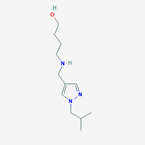 molecular formula C12H23N3O B11729820 4-({[1-(2-methylpropyl)-1H-pyrazol-4-yl]methyl}amino)butan-1-ol 