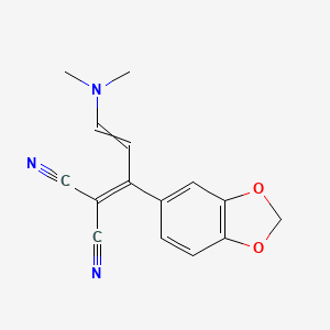 molecular formula C15H13N3O2 B11729852 2-[1-(2H-1,3-benzodioxol-5-yl)-3-(dimethylamino)prop-2-en-1-ylidene]propanedinitrile 