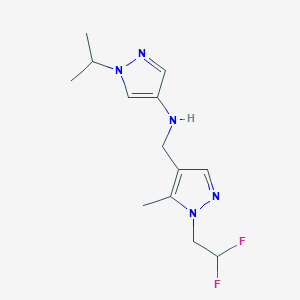 molecular formula C13H19F2N5 B11729870 N-{[1-(2,2-difluoroethyl)-5-methyl-1H-pyrazol-4-yl]methyl}-1-(propan-2-yl)-1H-pyrazol-4-amine 