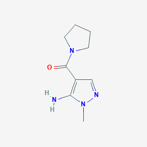 molecular formula C9H14N4O B11730029 1-methyl-4-(pyrrolidine-1-carbonyl)-1H-pyrazol-5-amine 