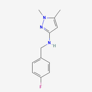 molecular formula C12H14FN3 B11730037 N-[(4-fluorophenyl)methyl]-1,5-dimethyl-1H-pyrazol-3-amine 