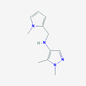 molecular formula C11H16N4 B11730068 1,5-Dimethyl-N-[(1-methyl-1H-pyrrol-2-YL)methyl]-1H-pyrazol-4-amine 