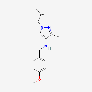 molecular formula C16H23N3O B11730079 N-[(4-methoxyphenyl)methyl]-3-methyl-1-(2-methylpropyl)-1H-pyrazol-4-amine 