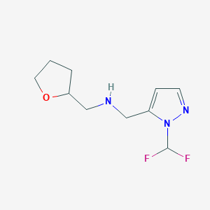 molecular formula C10H15F2N3O B11730096 {[1-(difluoromethyl)-1H-pyrazol-5-yl]methyl}[(oxolan-2-yl)methyl]amine 