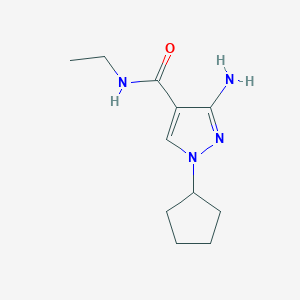 molecular formula C11H18N4O B11730124 3-Amino-1-cyclopentyl-N-ethyl-1H-pyrazole-4-carboxamide 