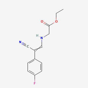 molecular formula C13H13FN2O2 B11730138 Ethyl 2-{[2-cyano-2-(4-fluorophenyl)eth-1-en-1-yl]amino}acetate 