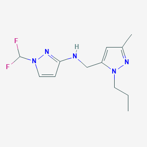 molecular formula C12H17F2N5 B11730189 1-(difluoromethyl)-N-[(3-methyl-1-propyl-1H-pyrazol-5-yl)methyl]-1H-pyrazol-3-amine 