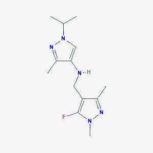 molecular formula C13H20FN5 B11730197 N-[(5-fluoro-1,3-dimethyl-1H-pyrazol-4-yl)methyl]-3-methyl-1-(propan-2-yl)-1H-pyrazol-4-amine 