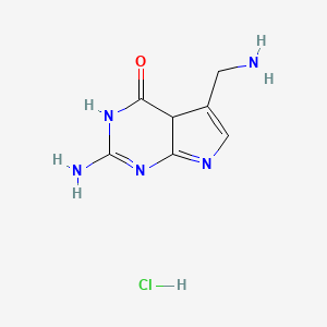 molecular formula C7H10ClN5O B11730249 2-amino-5-(aminomethyl)-3H,4H,4aH-pyrrolo[2,3-d]pyrimidin-4-one hydrochloride 