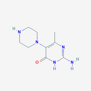 molecular formula C9H15N5O B11730256 2-amino-6-methyl-5-(piperazin-1-yl)pyrimidin-4(3H)-one 