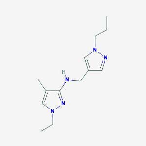 molecular formula C13H21N5 B11730288 1-Ethyl-4-methyl-n-[(1-propyl-1h-pyrazol-4-yl)methyl]-1h-pyrazol-3-amine 