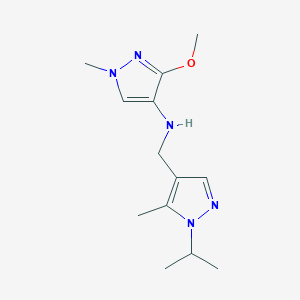 molecular formula C13H21N5O B11730292 3-methoxy-1-methyl-N-{[5-methyl-1-(propan-2-yl)-1H-pyrazol-4-yl]methyl}-1H-pyrazol-4-amine 