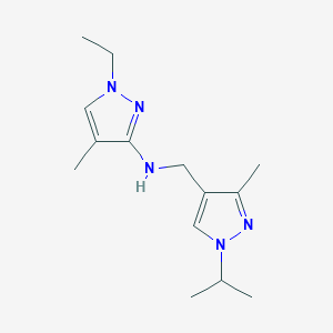 molecular formula C14H23N5 B11730310 1-ethyl-4-methyl-N-{[3-methyl-1-(propan-2-yl)-1H-pyrazol-4-yl]methyl}-1H-pyrazol-3-amine 