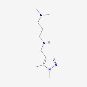 molecular formula C11H22N4 B11730392 [(1,5-Dimethyl-1H-pyrazol-4-yl)methyl][3-(dimethylamino)propyl]amine 