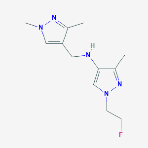 molecular formula C12H18FN5 B11730399 N-[(1,3-dimethyl-1H-pyrazol-4-yl)methyl]-1-(2-fluoroethyl)-3-methyl-1H-pyrazol-4-amine 