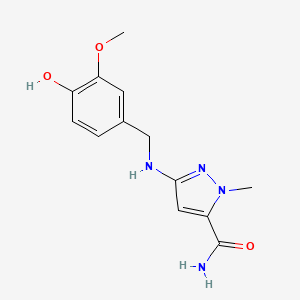 3-{[(4-hydroxy-3-methoxyphenyl)methyl]amino}-1-methyl-1H-pyrazole-5-carboxamide