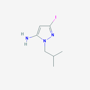 molecular formula C7H12IN3 B11730407 3-iodo-1-(2-methylpropyl)-1H-pyrazol-5-amine 