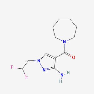 molecular formula C12H18F2N4O B11730432 4-(azepane-1-carbonyl)-1-(2,2-difluoroethyl)-1H-pyrazol-3-amine 