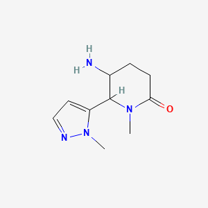 molecular formula C10H16N4O B11730465 5-Amino-1-methyl-6-(1-methyl-1H-pyrazol-5-yl)piperidin-2-one 