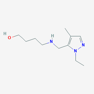 molecular formula C11H21N3O B11730475 4-{[(1-ethyl-4-methyl-1H-pyrazol-5-yl)methyl]amino}butan-1-ol 