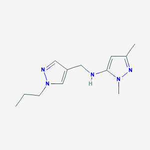 molecular formula C12H19N5 B11730483 1,3-dimethyl-N-[(1-propyl-1H-pyrazol-4-yl)methyl]-1H-pyrazol-5-amine CAS No. 1856041-31-0