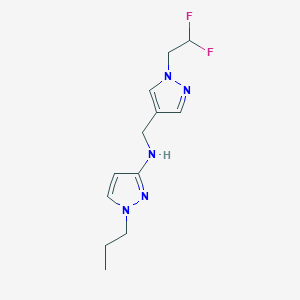 molecular formula C12H17F2N5 B11730491 N-{[1-(2,2-difluoroethyl)-1H-pyrazol-4-yl]methyl}-1-propyl-1H-pyrazol-3-amine 