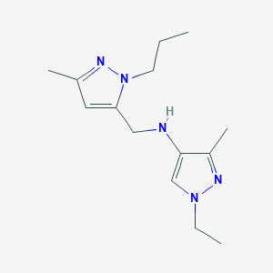 molecular formula C14H23N5 B11730517 1-ethyl-3-methyl-N-[(3-methyl-1-propyl-1H-pyrazol-5-yl)methyl]-1H-pyrazol-4-amine 